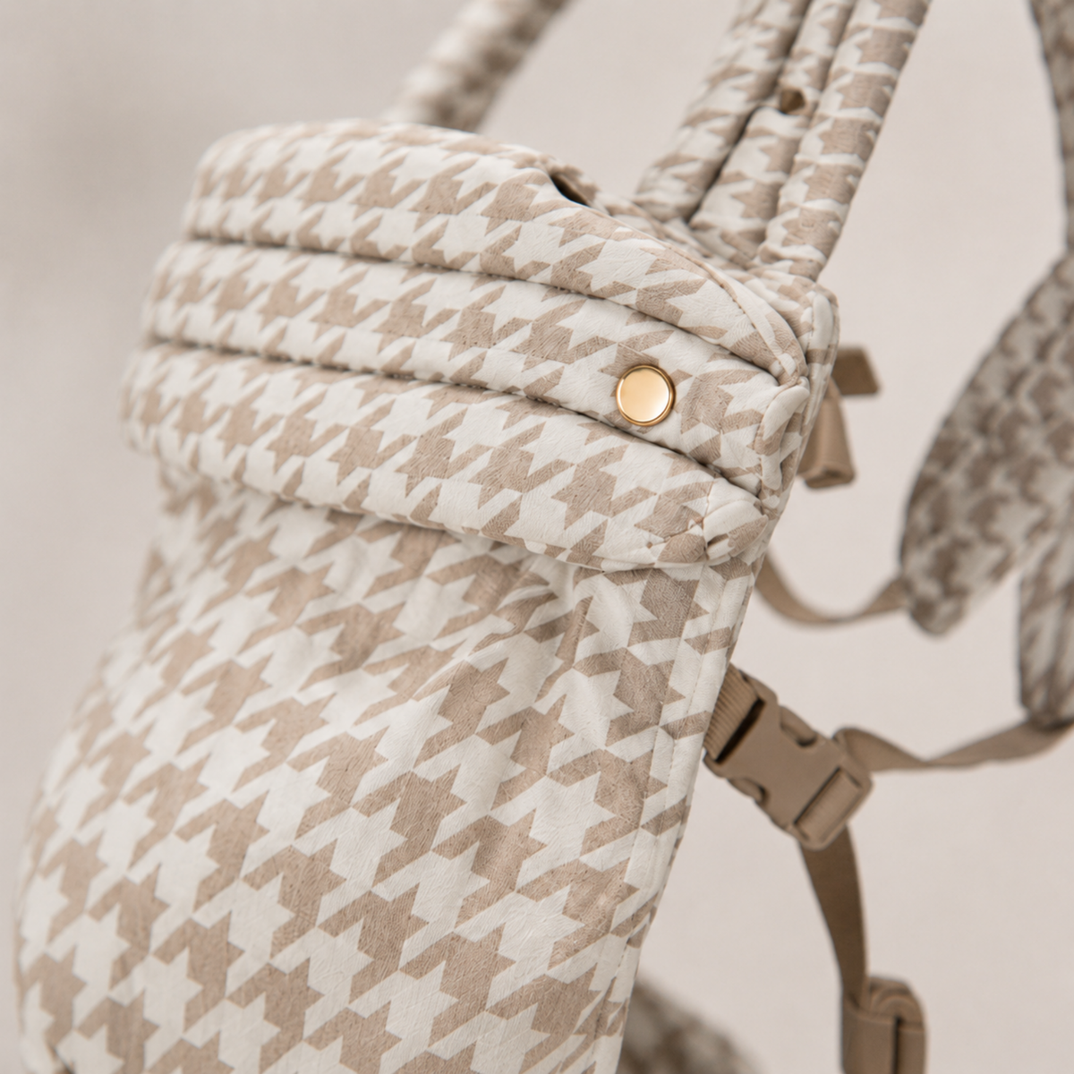 Porte bebe Ergonomique Bébé 0-24 Mois Motif Pied-de-Poule Beige