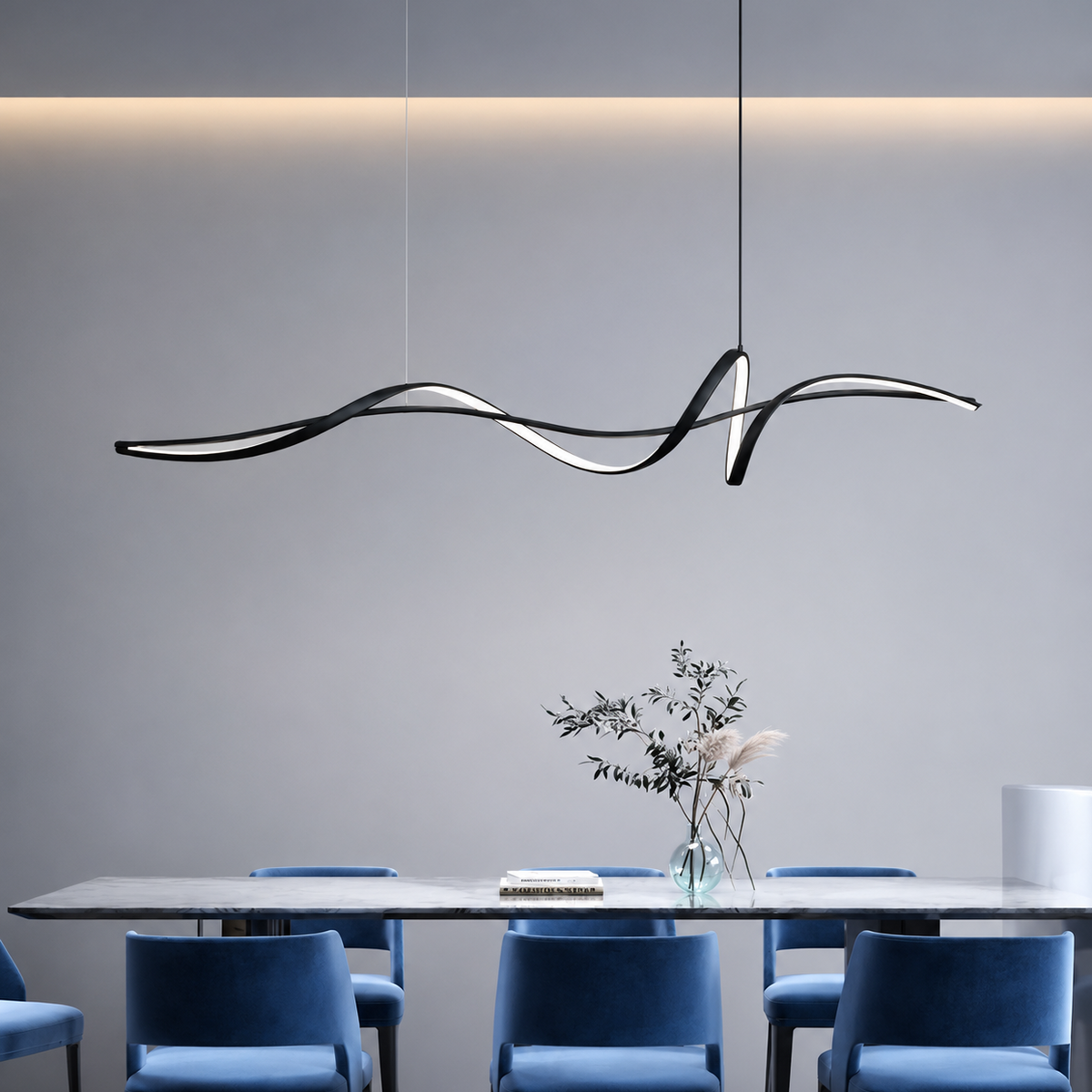 Suspension Luminaire LED Contemporaine - Design Fluide - 120cm à 140cm