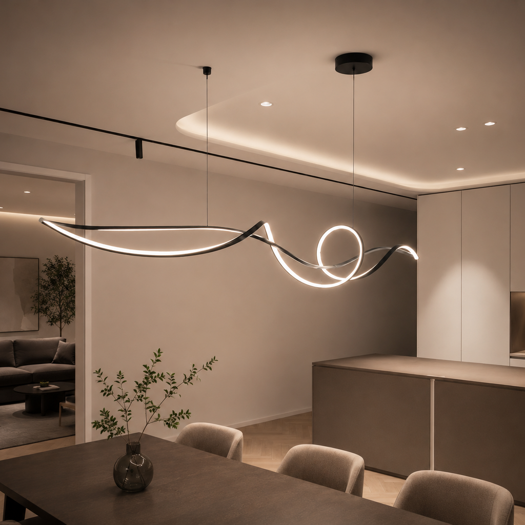 Suspension Luminaire LED Contemporaine - Design Fluide - 120cm à 140cm