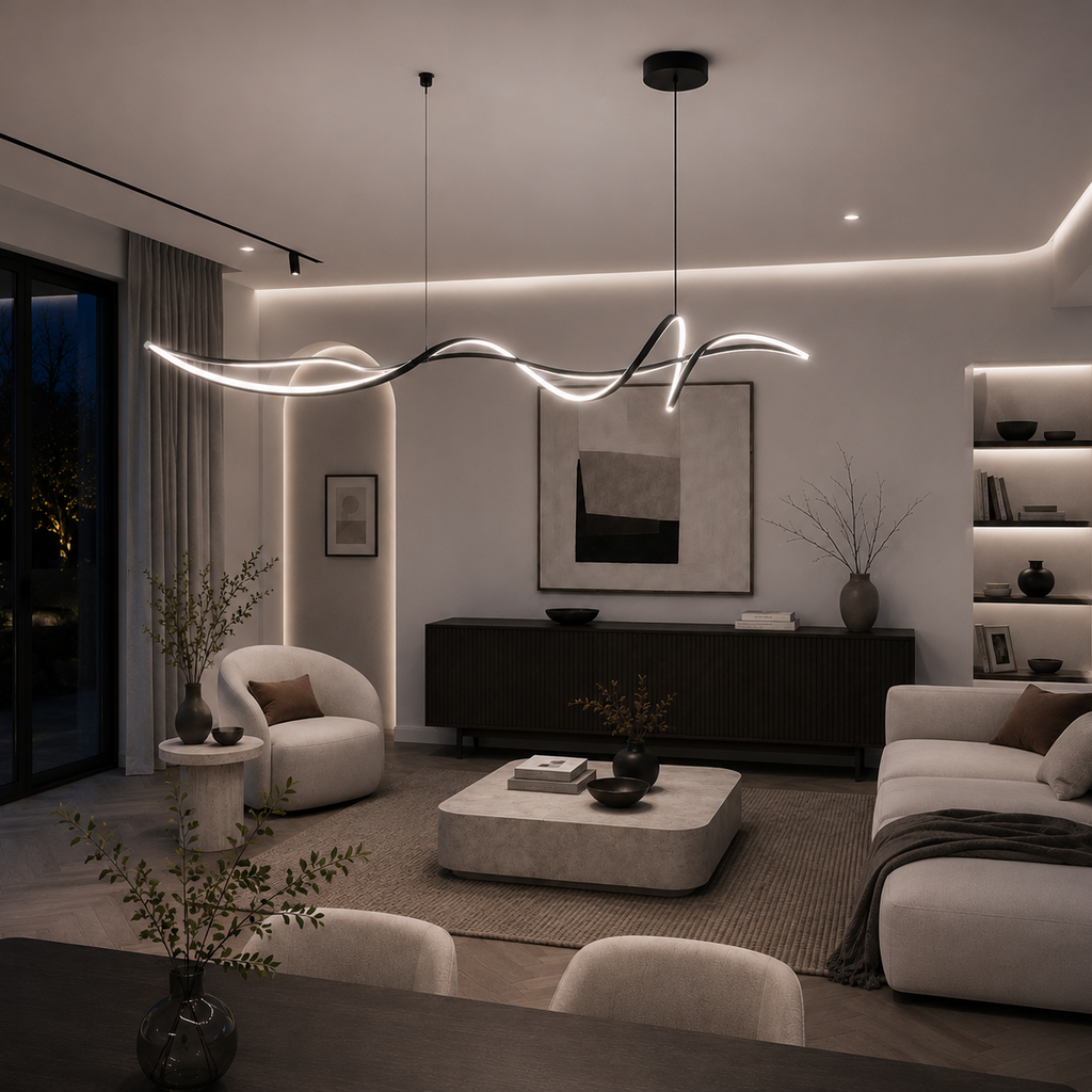 Suspension Luminaire LED Contemporaine - Design Fluide - 120cm à 140cm