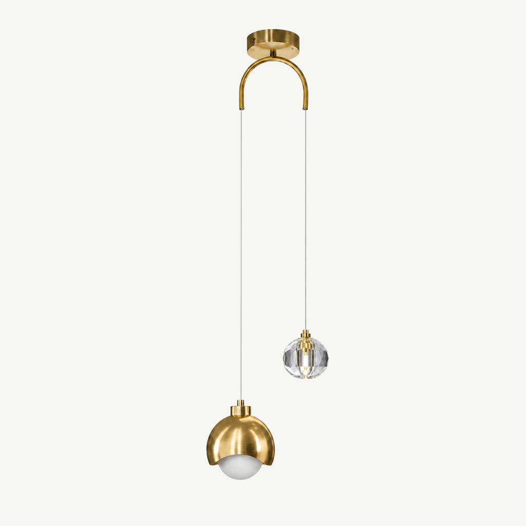 Suspension Luminaire Design Scandinave Doré et Blanc - Salon & Chambre