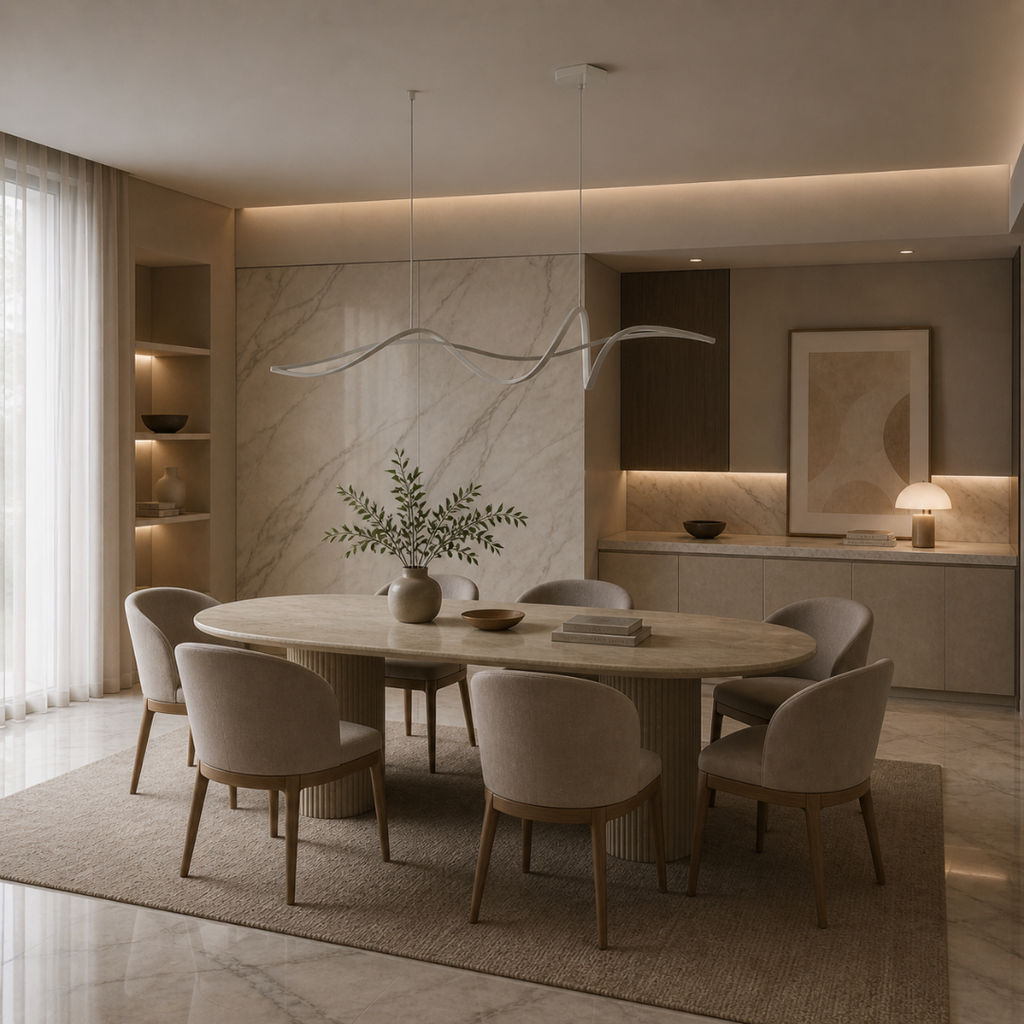 Suspension Luminaire LED Contemporaine - Design Fluide - 120cm à 140cm
