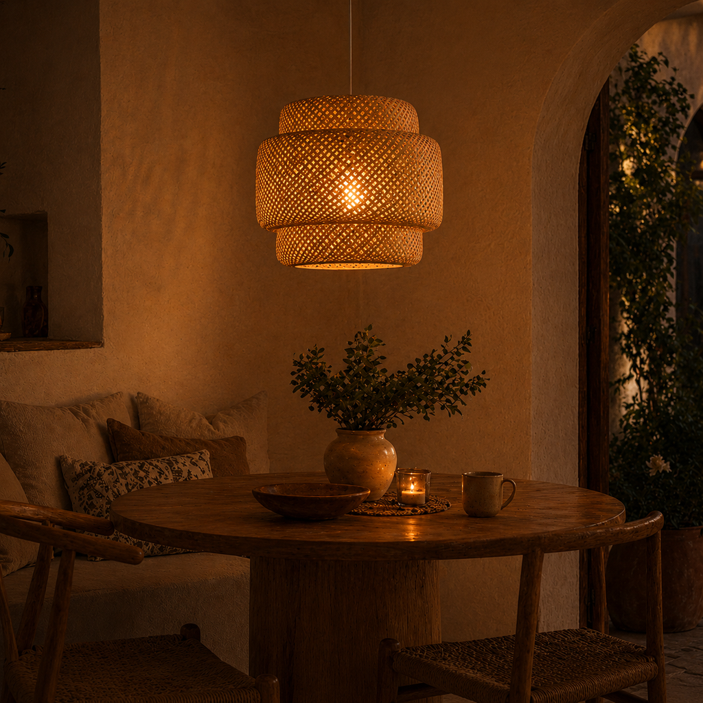 Suspension Luminaire Rotin 30 cm – Lampe Suspendue Bohème