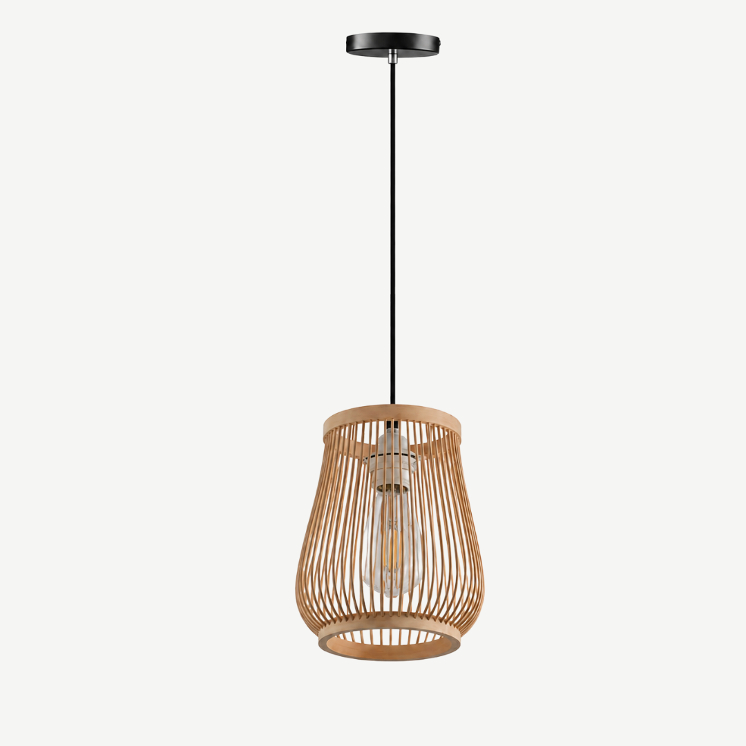 Suspension Luminaire Rotin Tressé 20 cm – Lampe Suspendue Design Naturel Bohème Salon