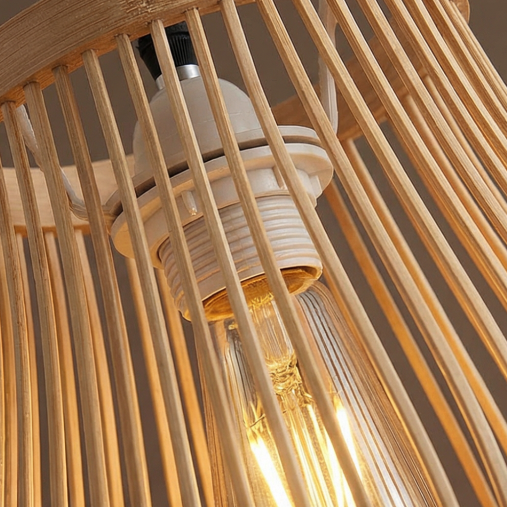 Suspension Luminaire Rotin Tressé 20 cm – Lampe Suspendue Design Naturel Bohème Salon