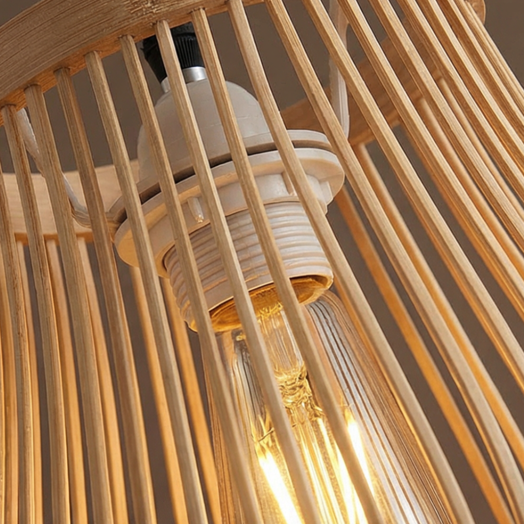 Suspension Luminaire Rotin Tressé 20 cm – Lampe Suspendue Design Naturel Bohème Salon
