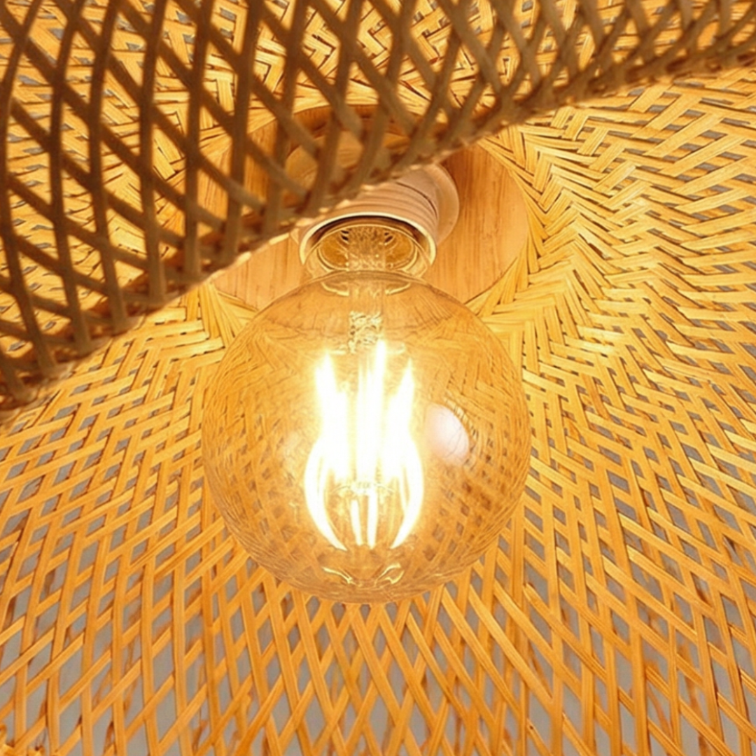 Suspension Luminaire Rotin Naturel 36cm – Éclairage chaleureux design moderne