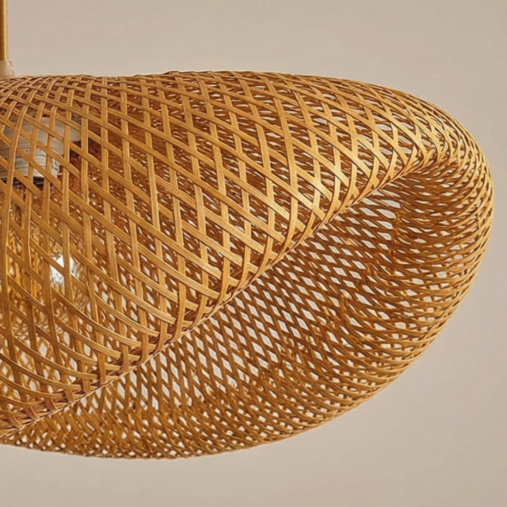Suspension Luminaire Rotin Naturel 36cm – Éclairage chaleureux design moderne