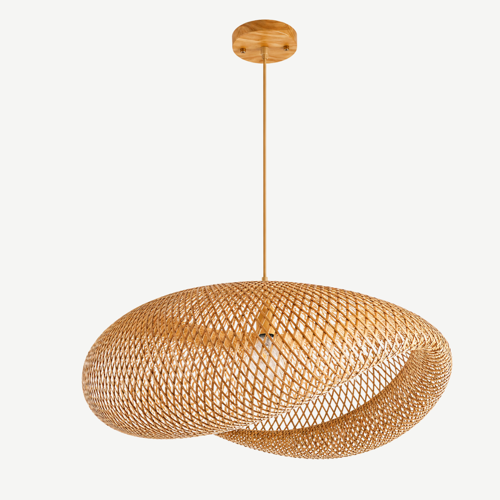 Suspension Luminaire Rotin Naturel 36cm – Éclairage chaleureux design moderne